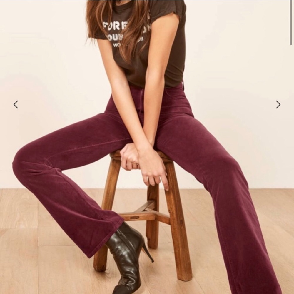 NWT Reformation High Waisted Velvet Flare